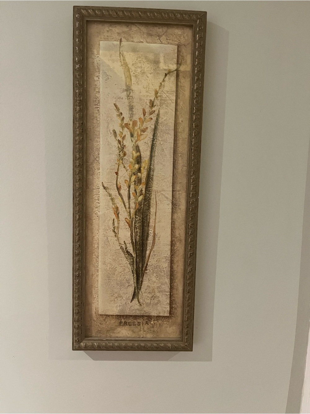 Framed Botanical Wall Art - Yellow & Green Freesia Print